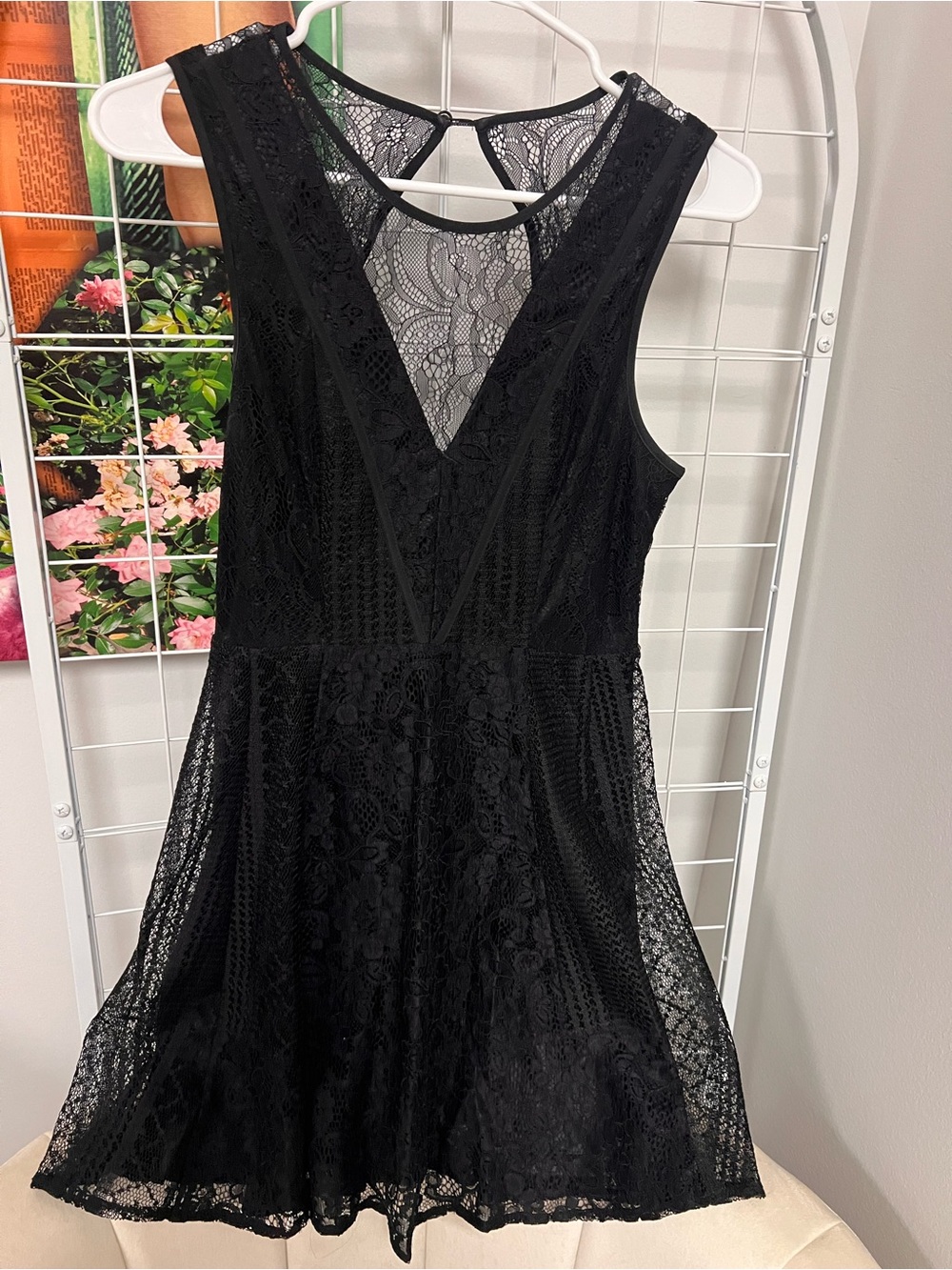 BCBGeneration Black Lace V-Neck Mini Dress